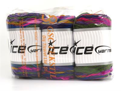 3x100gr. BABY DREAM BATIK  Yeşil, Mor, Altın, Fuşya Bebe, Batik Desenli, Worsted, 100% Akrilik , Akrilik