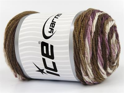 3x100gr. BABY DREAM BATIK  Beyaz, Kahverengi Tonları, Mor Tonları Bebe, Batik Desenli, Worsted, 100% Akrilik , Akrilik