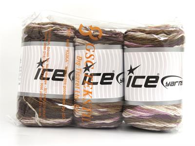 3x100gr. BABY DREAM BATIK  Beyaz, Kahverengi Tonları, Mor Tonları Bebe, Batik Desenli, Worsted, 100% Akrilik , Akrilik