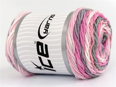 3x100gr. BABY DREAM BATIK  Beyaz, Pembe tonları, Gri Tonları Bebe, Batik Desenli, Worsted, 100% Akrilik , Akrilik