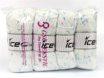 Lot of 4 x 100gr Skeins Ice Yarns BABY LOLLIPOP Yarn White Blue Turquoise