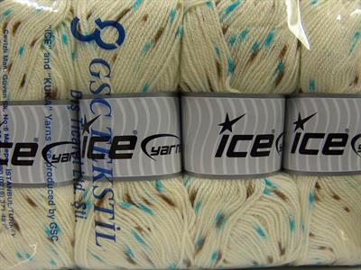 Lot of 4 x 100gr Skeins Ice Yarns BABY LOLLIPOP Yarn Cream Turquoise Brown