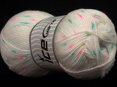 Lot of 4 x 100gr Skeins Ice Yarns BABY LOLLIPOP Yarn White Turquoise Pink Green