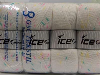 Lot of 4 x 100gr Skeins Ice Yarns BABY LOLLIPOP Yarn White Turquoise Pink Green