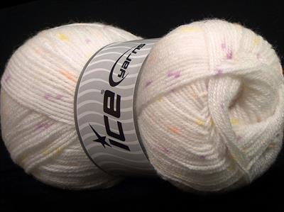 Lot of 4 x 100gr Skeins Ice Yarns BABY LOLLIPOP Yarn White Lilac Yellow Orange