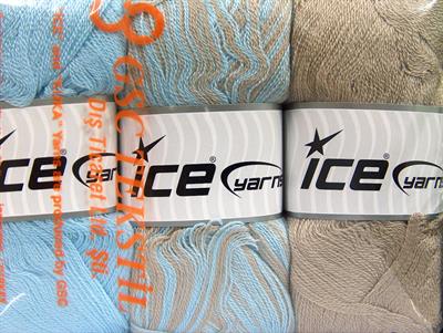 Lot of 3 x 100gr Skeins Ice Yarns BABY OMBRE Yarn Baby Blue Beige