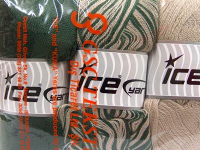 Lot of 3 x 100gr Skeins Ice Yarns BABY OMBRE Hand Knitting Yarn Green Beige
