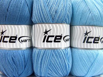 Lot of 3 x 100gr Skeins Ice Yarns BABY OMBRE Yarn Baby Blue Lilac Shades
