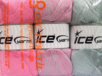 Lot of 3 x 100gr Skeins Ice Yarns BABY OMBRE Hand Knitting Yarn Pink Grey