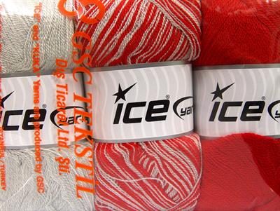 Lot of 3 x 100gr Skeins Ice Yarns BABY OMBRE Hand Knitting Yarn Red Light Grey