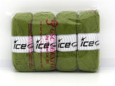 4x100gr. BABY SILKY Bambu, Pamuk Zeytin Yeşili Bebe, Yazlık İplikler, Pamuk, Bambu