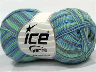 6x50gr. BABY SUMMER COLOR Pamuk, Akrilik Mavi, Gri, Nane Yeşil Bebe, Yazlık İplikler, Pamuk, Batik Desenli