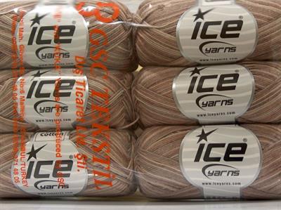 6x50gr. BABY SUMMER COLOR Pamuk, Akrilik Kahverengi Tonları Bebe, Yazlık İplikler, Pamuk, Batik Desenli