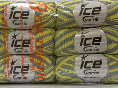 6x50gr. BABY SUMMER COLOR Pamuk, Akrilik Gri Bebe, Yazlık İplikler, Pamuk, Batik Desenli