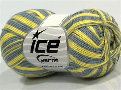 6x50gr. BABY SUMMER COLOR Pamuk, Akrilik Gri Bebe, Yazlık İplikler, Pamuk, Batik Desenli