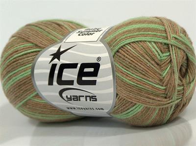 6x50gr. BABY SUMMER COLOR Pamuk, Akrilik Açık Kahve, Yeşil Tonları Bebe, Yazlık İplikler, Pamuk, Batik Desenli