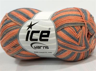6x50gr. BABY SUMMER COLOR Pamuk, Akrilik Turuncu, Gri Bebe, Yazlık İplikler, Pamuk, Batik Desenli