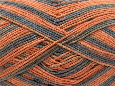 6x50gr. BABY SUMMER COLOR Pamuk, Akrilik Turuncu, Gri Bebe, Yazlık İplikler, Pamuk, Batik Desenli