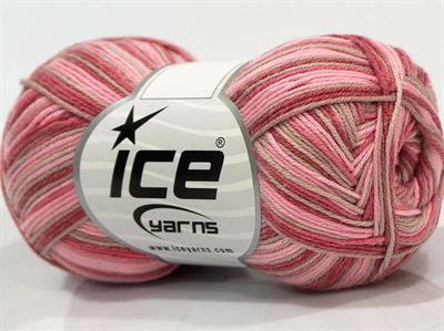 6x50gr. BABY SUMMER COLOR Pamuk, Akrilik Pembe tonları, Bej Bebe, Yazlık İplikler, Pamuk, Batik Desenli