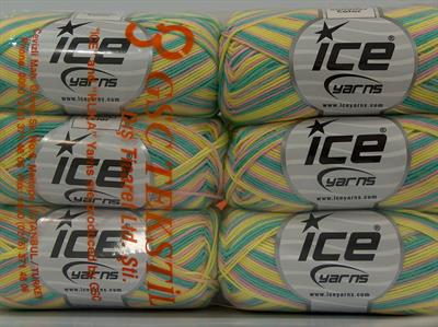 6x50gr. BABY SUMMER COLOR Pamuk, Akrilik Pembe, Turkuaz, Sarı Bebe, Yazlık İplikler, Pamuk, Batik Desenli