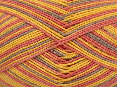 6x50gr. BABY SUMMER COLOR Pamuk, Akrilik Pembe, Sarı, Açık Lila Bebe, Yazlık İplikler, Pamuk, Batik Desenli