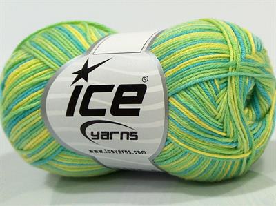 6x50gr. BABY SUMMER COLOR Pamuk, Akrilik Turkuaz, Yeşil Tonları Bebe, Yazlık İplikler, Pamuk, Batik Desenli