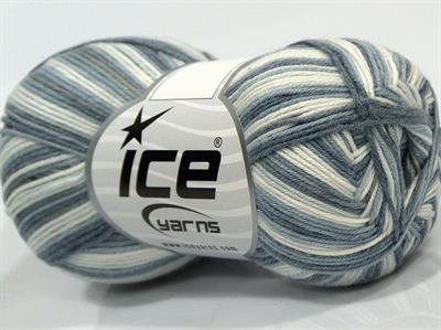 6x50gr. BABY SUMMER COLOR Pamuk, Akrilik Beyaz, Gri, Mavi Tonları Bebe, Yazlık İplikler, Pamuk, Batik Desenli