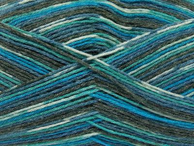 Lot of 4 x 100gr Skeins Ice Yarns BAMBOO SOCK (25% Bamboo 50% Superwash Merino Wool) Yarn Turquoise Blue Grey