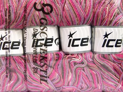 Lot of 4 x 100gr Skeins Ice Yarns BAMBOO SOCK (25% Bamboo 50% Superwash Merino Wool) Yarn Pink Shades Brown Lilac