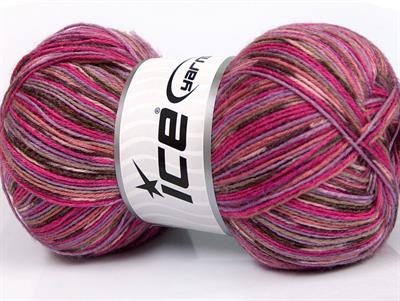 Lot of 4 x 100gr Skeins Ice Yarns BAMBOO SOCK (25% Bamboo 50% Superwash Merino Wool) Yarn Pink Shades Brown Lilac