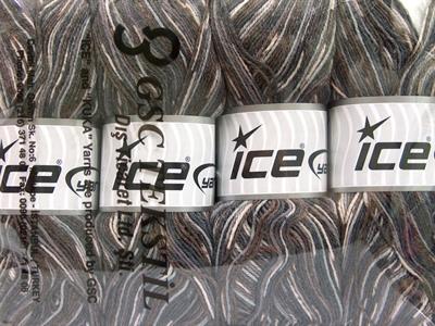 Lot of 4 x 100gr Skeins Ice Yarns BAMBOO SOCK (25% Bamboo 50% Superwash Merino Wool) Yarn Brown Shades Grey Shades