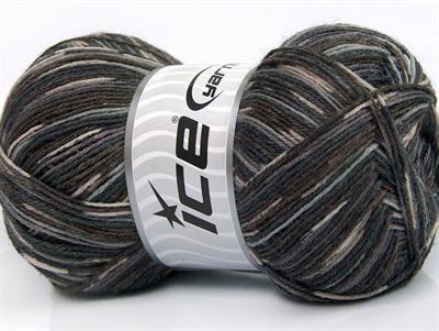 Lot of 4 x 100gr Skeins Ice Yarns BAMBOO SOCK (25% Bamboo 50% Superwash Merino Wool) Yarn Brown Shades Grey Shades