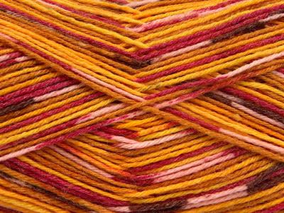 Lot of 4 x 100gr Skeins Ice Yarns BAMBOO SOCK (25% Bamboo 50% Superwash Merino Wool) Yarn Gold Yellow Orange Pink