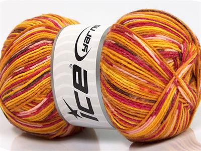 Lot of 4 x 100gr Skeins Ice Yarns BAMBOO SOCK (25% Bamboo 50% Superwash Merino Wool) Yarn Gold Yellow Orange Pink