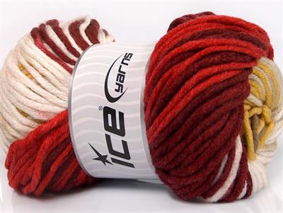 4x100gr. BATIK CHUNKY Akrilik Beyaz, Kırmızı, Sarı, Bordo, Deve Tüyü Kışlık, Düz iplikler, Batik Desenli, Kalın, 100% Akrilik