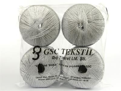 4x50gr. BELLA GLITZ Metalik Simli Gümüş Metalik Simli, Yazlık İplikler