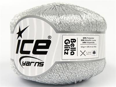 4x50gr. BELLA GLITZ Metalik Simli Gümüş Metalik Simli, Yazlık İplikler