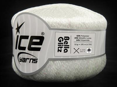 4x50gr. BELLA GLITZ Metalik Simli Beyaz Metalik Simli, Yazlık İplikler