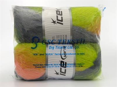 2x150gr. BELLA MOHAIR Tiftik, Akrilik Mavi, Gri, Açık Yeşil, Somon Kışlık, Yün, Tiftik, Batik Desenli, Worsted