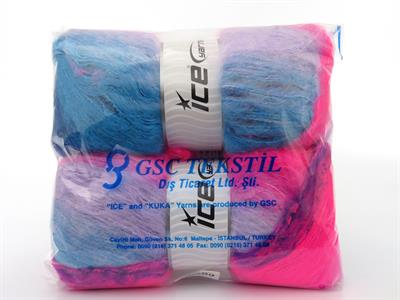 2x150gr. BELLA MOHAIR Tiftik, Akrilik Mavi, Leylak, Turkuaz, Neon Pembe Kışlık, Yün, Tiftik, Batik Desenli, Worsted
