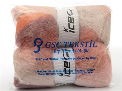 2x150gr. BELLA MOHAIR Tiftik, Akrilik Bakır, Somon Tonları Kışlık, Yün, Tiftik, Batik Desenli, Worsted