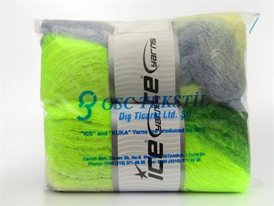 2x150gr. BELLA MOHAIR Tiftik, Akrilik Krem, Yeşil Tonları, Açık Mavi Kışlık, Yün, Tiftik, Batik Desenli, Worsted