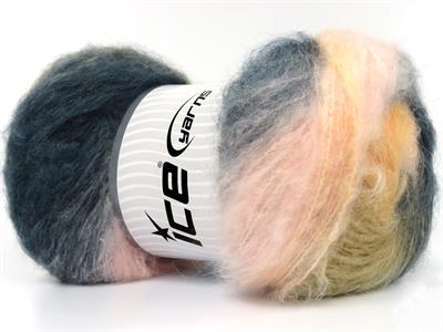 2x150gr. BELLA MOHAIR Tiftik, Akrilik Krem, Gri, Somon, Açık Pembe, Çamurcun Kışlık, Yün, Tiftik, Batik Desenli, Worsted