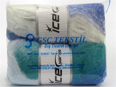 2x150gr. BELLA MOHAIR Tiftik, Akrilik Yeşil, Mavi, Beyaz Kışlık, Yün, Tiftik, Batik Desenli, Worsted