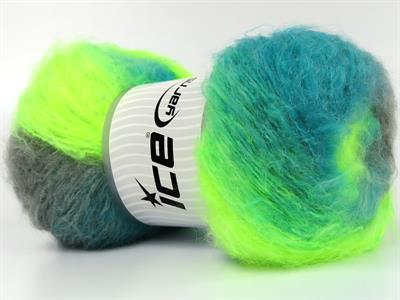 2x150gr. BELLA MOHAIR Tiftik, Akrilik Yeşil Tonları Kışlık, Yün, Tiftik, Batik Desenli, Worsted