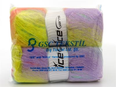 2x150gr. BELLA MOHAIR Tiftik, Akrilik Leylak, Turuncu, Sarı, Nane Yeşil Kışlık, Yün, Tiftik, Batik Desenli, Worsted