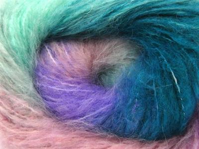 2x150gr. BELLA MOHAIR Tiftik, Akrilik Pembe, Leylak, Yeşil Tonları Kışlık, Yün, Tiftik, Batik Desenli, Worsted