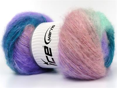2x150gr. BELLA MOHAIR Tiftik, Akrilik Pembe, Leylak, Yeşil Tonları Kışlık, Yün, Tiftik, Batik Desenli, Worsted