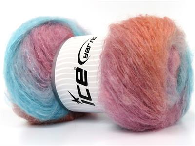 2x150gr. BELLA MOHAIR Tiftik, Akrilik Turkuaz, Açık Gri, Pembe tonları Kışlık, Yün, Tiftik, Batik Desenli, Worsted