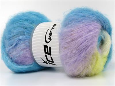 2x150gr. BELLA MOHAIR Tiftik, Akrilik Beyaz, Leylak, Turkuaz, Sarı Kışlık, Yün, Tiftik, Batik Desenli, Worsted